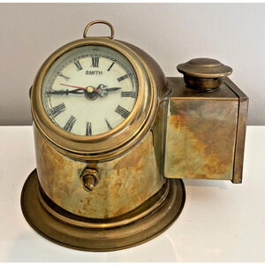 Antique Brass Gimbled Helmet Clock Nautical Maritime Home & Office Decor
